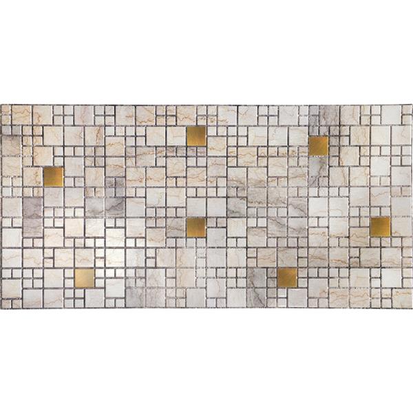 Dundee Deco 3D Wall Panel - Beige Marble with Gold Squares