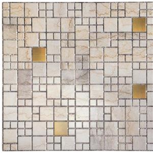 Dundee Deco 3D Wall Panel - Beige Marble with Gold Squares