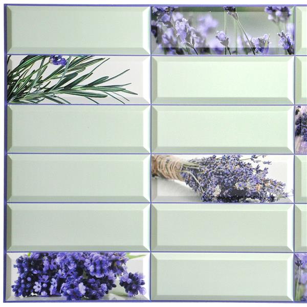 Dundee Deco PVC Wall Panel - Violet Lavender Flowers - 3.1-ft x 1.6-ft