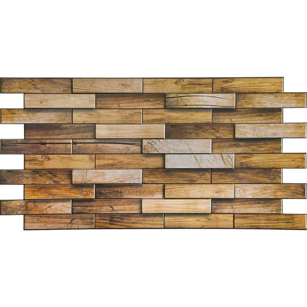 Dundee Deco PVC 3D Wall Panel - Brown Walnut Wood - 3.2-ft x 1.6-ft