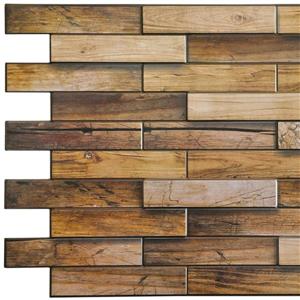 Dundee Deco PVC 3D Wall Panel - Brown Walnut Wood - 3.2-ft x 1.6-ft