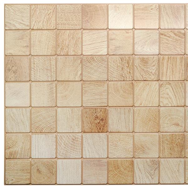 Dundee Deco PVC 3D Wall Panel - Off White Faux Timber - 3.1-ft x 1.6-ft