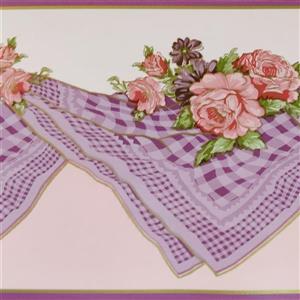 Dundee Deco Wallpaper Border - Pink Bloomed Roses/Lilac Table Cloth