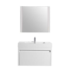 GEF Selena 36-in White Single Sink Bathroom Vanity with White Acrylic Top and Mirror