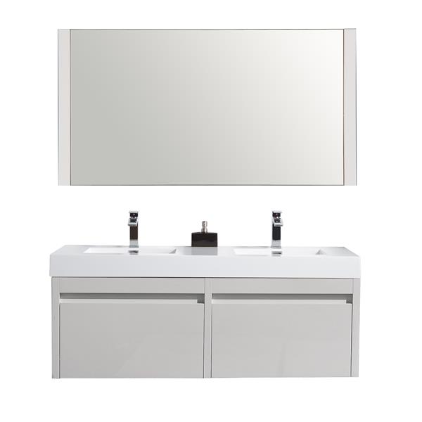 Gef Selena Vanity Set With Mirror, Modern Bathroom Vanity Double Sinks