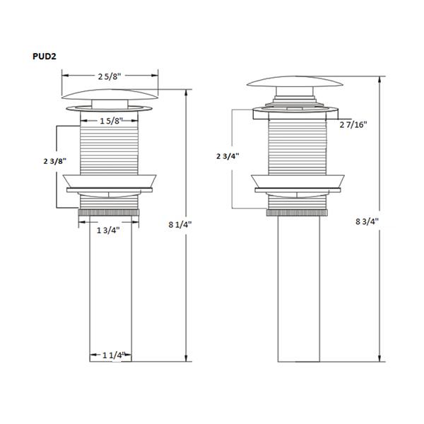 Dyconn Faucet Push Pop-Up Drain without Overflow - Brushed Nickel