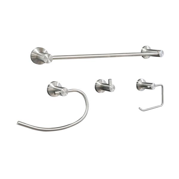 BOANN Tacoma Bathroom Accessory Set - 4 PK - Brushed Nickel