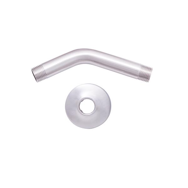 Dyconn Faucet Angled Shower Arm with Flange, 6-in, Brushed Nickel
