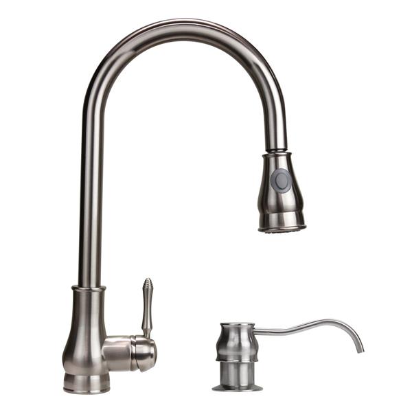 Robinet de cuisine «Coral», 18 po, nickel brossé