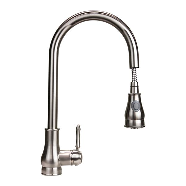 Robinet de cuisine «Coral», 18 po, nickel brossé