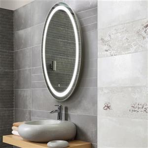 Miroir de salle de bain ovale avec éclairage à DEL «Edison»