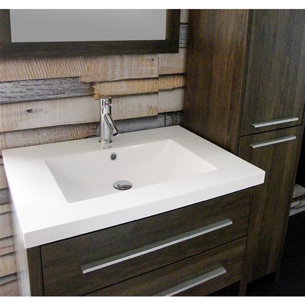 Luxo Marbre Relax 31-in Brown Single Sink Bathroom Vanity with White Cultured Marble Top