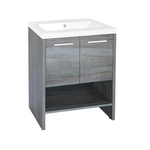 Luxo Marbre Relax 25-in Grey-Blue Single Sink Bathroom Vanity with White Cultured Marble Top