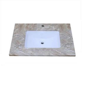 Luxo Marbre Vanity Top - 25-in x 22-in - Quartz - Veined Brown.