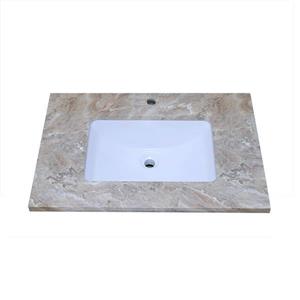 Luxo Marbre Vanity Top - 31-in x 22-in - Quartz - Veined Brown.