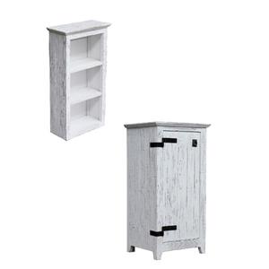 Luxo Marbre 1-Door Side Cabinet and Shelf -19-inx 69-in- Wood - White- 2 pcs.