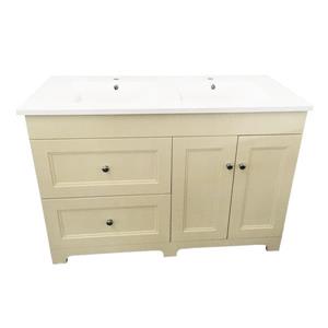 Luxo Marbre Classic Double Sink Vanity - 2 Doors - 49-in - Beige.