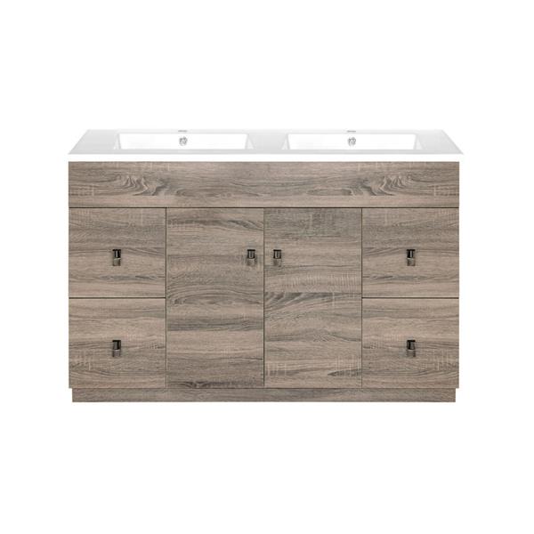 Luxo Marbre Eco 49-in Brown Double Sink Bathroom Vanity with White Cultured Marble Top