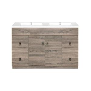 Luxo Marbre Eco Vanity - 2 Doors - 4 Drawers - 49-in - Wood Veneer - Brown.