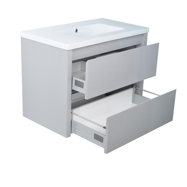 Lukx Modo David Wall Mount Single Sink Vanity Set - 32-in - Grey