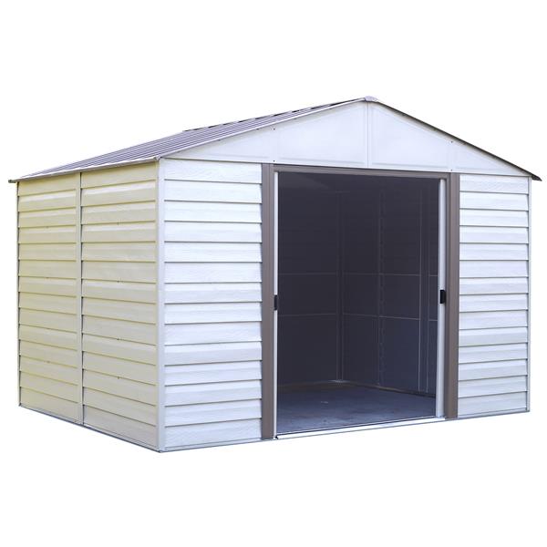 arrow milford® vinyl steel storage shed - 10' x 12