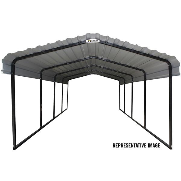 Arrow 12-Ft x 24-Ft x 7-Ft Steel Carport Black/Charcoal