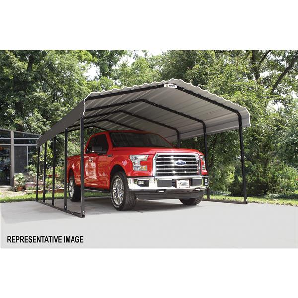 Arrow 12-Ft x 24-Ft x 7-Ft Steel Carport Black/Charcoal