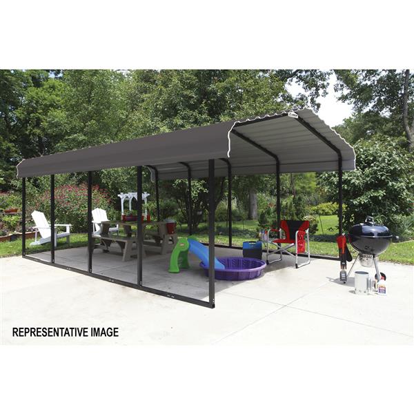 Arrow 12-Ft x 24-Ft x 7-Ft Steel Carport Black/Charcoal