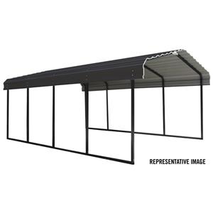 Arrow 12-Ft x 24-Ft x 7-Ft Steel Carport Black/Charcoal