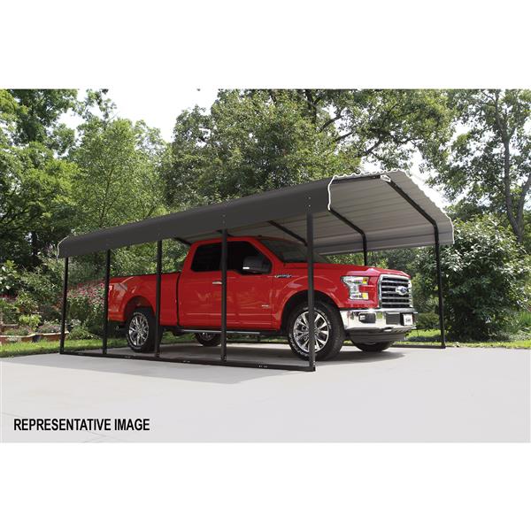 Arrow Steel Carport - 12-ft x 29-ft x 7-ft - Black/Charcoal