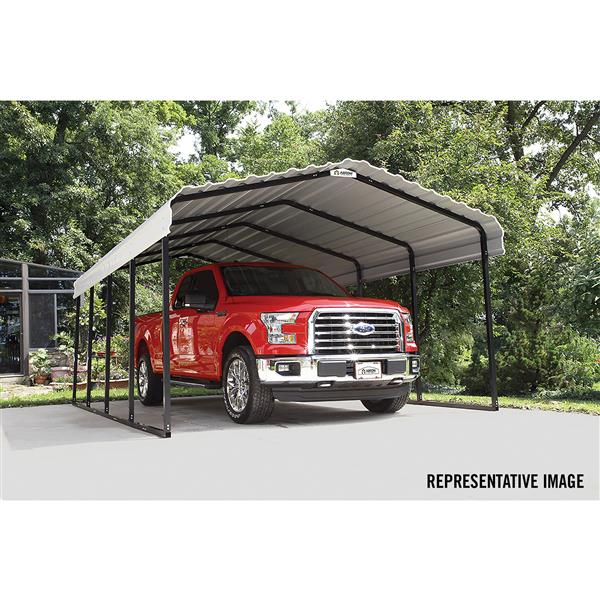 Arrow 12-Ft x 24-Ft x 7-Ft Steel Carport Black/Eggshell