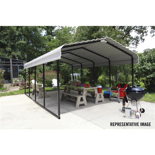 Arrow 12-Ft x 24-Ft x 7-Ft Steel Carport Black/Eggshell