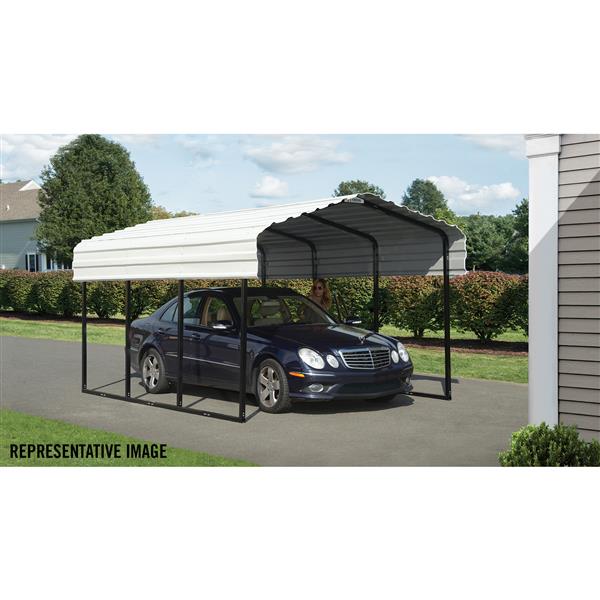 Arrow 12-Ft x 24-Ft x 7-Ft Steel Carport Black/Eggshell