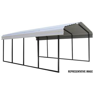 Arrow 12-Ft x 24-Ft x 7-Ft Steel Carport Black/Eggshell