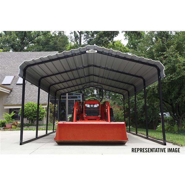 Arrow Steel Carport - 12-ft x 29-ft x 7-ft - Black/Eggshell