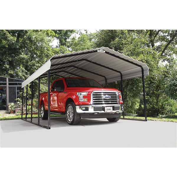 Arrow Steel Carport - 12-ft x 20-ft x 7-ft - Black/Eggshell