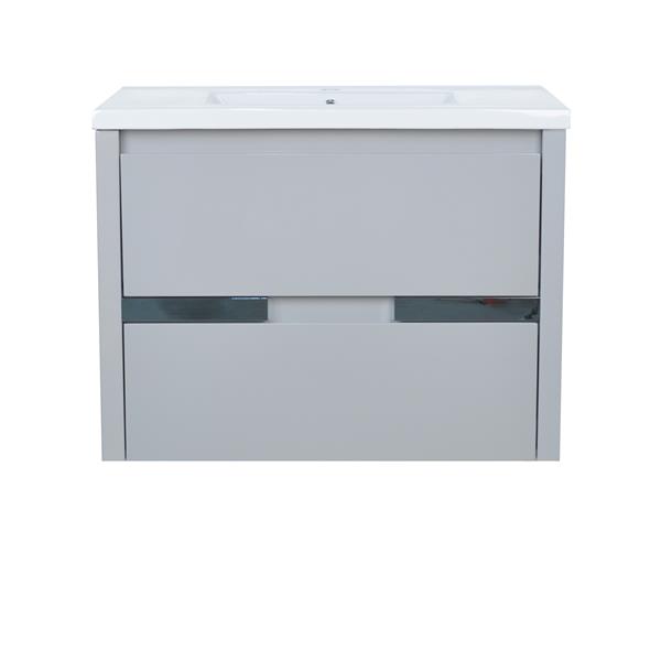 Meuble-lavabo «Modo David», 32 po, gris/chrome