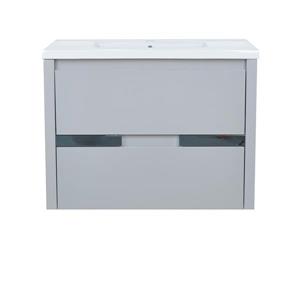 Meuble-lavabo «Modo David», 32 po, gris/chrome