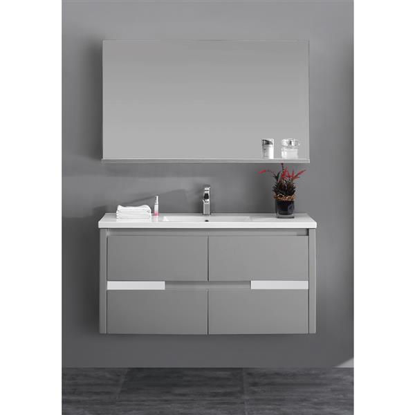 Lukx Modo David Bathroom Mirror with Shelf - 48-in - Grey