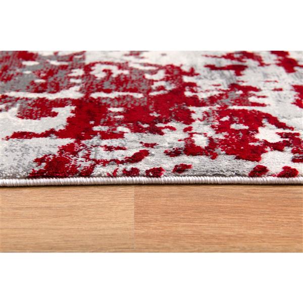 Rug Branch Tapis d'intérieur contemporain abstrait rouge gris - 8 x 10