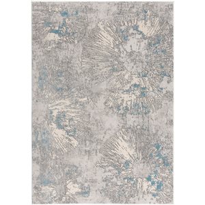 Rug Branch Tapis d'intérieur contemporain côtier bleu gris - 8 x 10