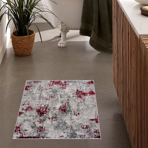 Rug Branch Contemporary Abstract  Red Grey Indoor Area Rug - 6x9