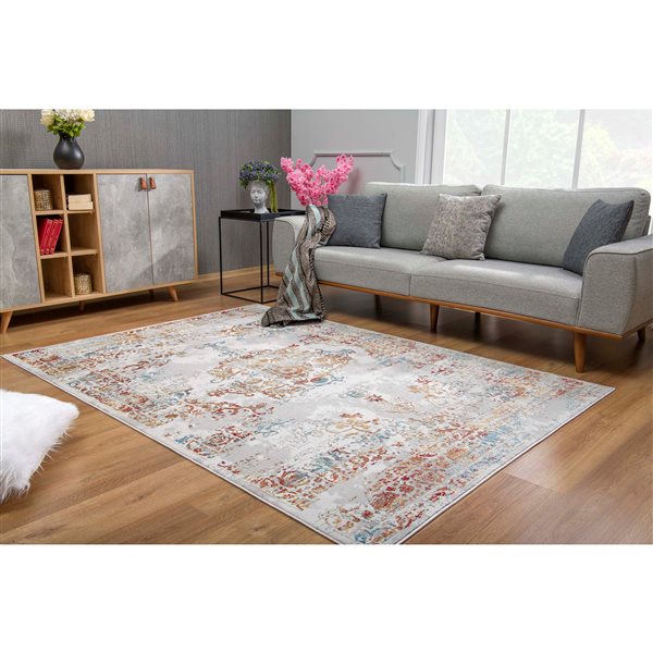 Rug Branch Tapis de paillasson d'intérieur transitionnel contemporain gris rouge - 3x5