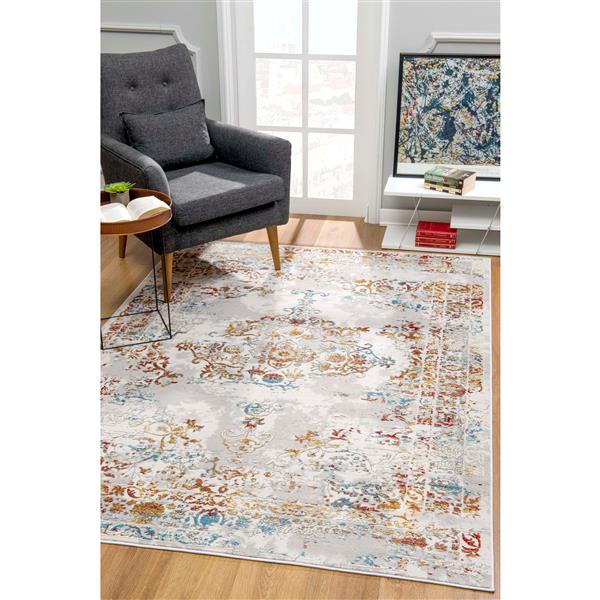 Rug Branch Tapis de paillasson d'intérieur transitionnel contemporain gris rouge - 3x5