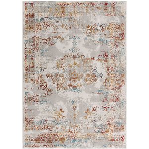 Rug Branch Tapis de paillasson d'intérieur transitionnel contemporain gris rouge - 3x5