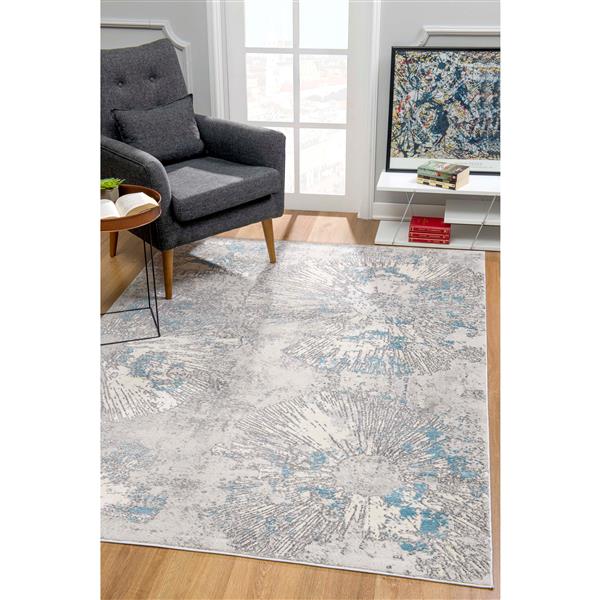 Rug Branch Tapis d'intérieur paillasson contemporain côtier bleu gris - 3x5