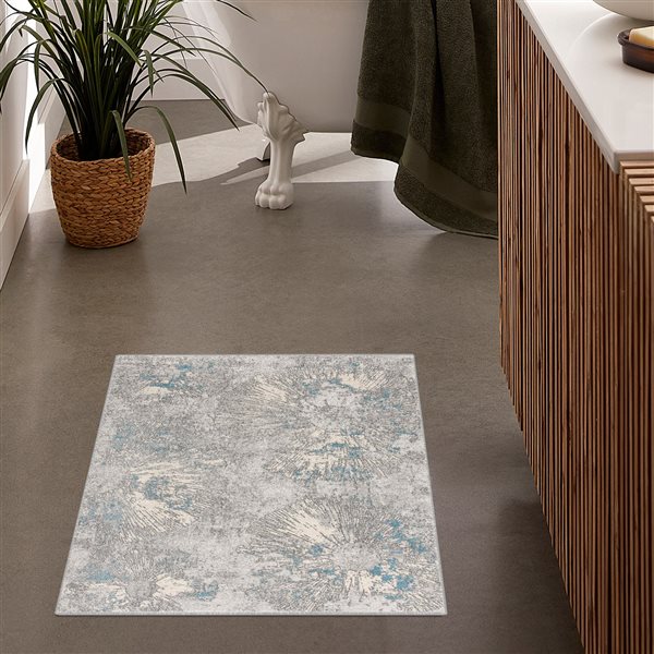 Rug Branch Tapis d'intérieur paillasson contemporain côtier bleu gris - 3x5