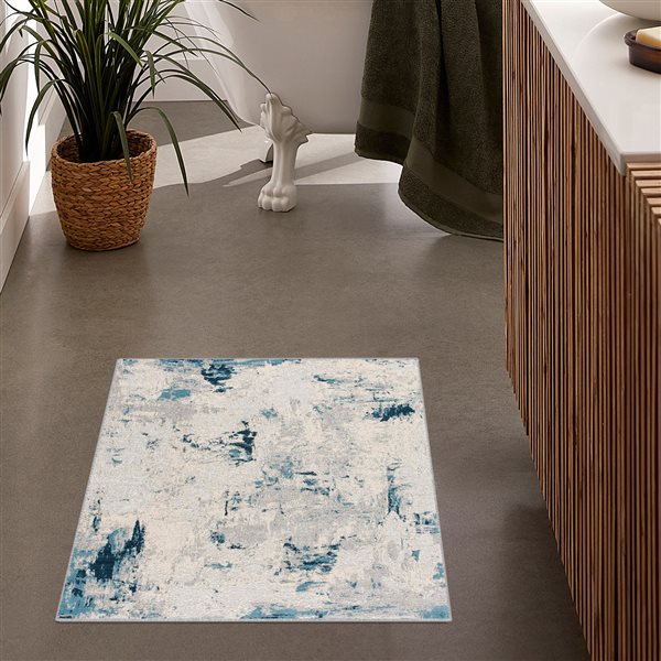 Rug Branch Contemporary Abstract  Blue Cream Indoor Area Rug - 4x6