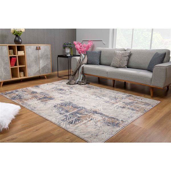 Rug Branch Tapis de paillasson d'intérieur contemporain Coastal Navy Beige - 3x5