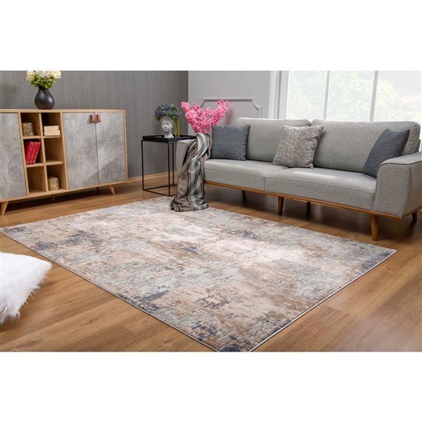 Rug Branch Contemporary Abstract  Grey Beige Indoor Doormat Rug - 3x5